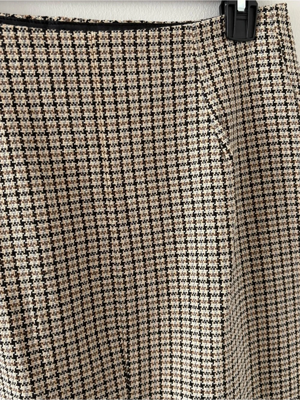Zara‎ Wrap Buttons Pencil Skirt Plaid Houndstooth Check Size M NWOT